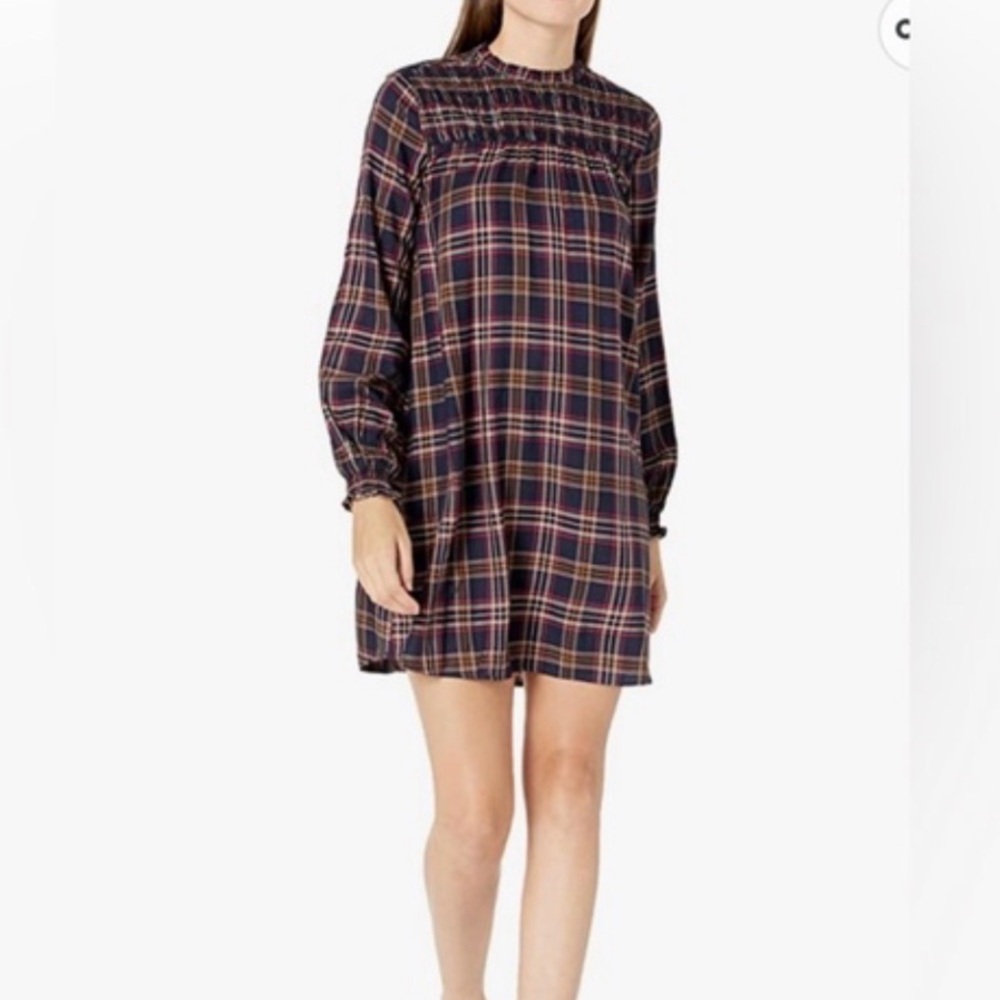 Goodthreads  Twill Smocked Yoke Woven Swing Dress Plaid M‎